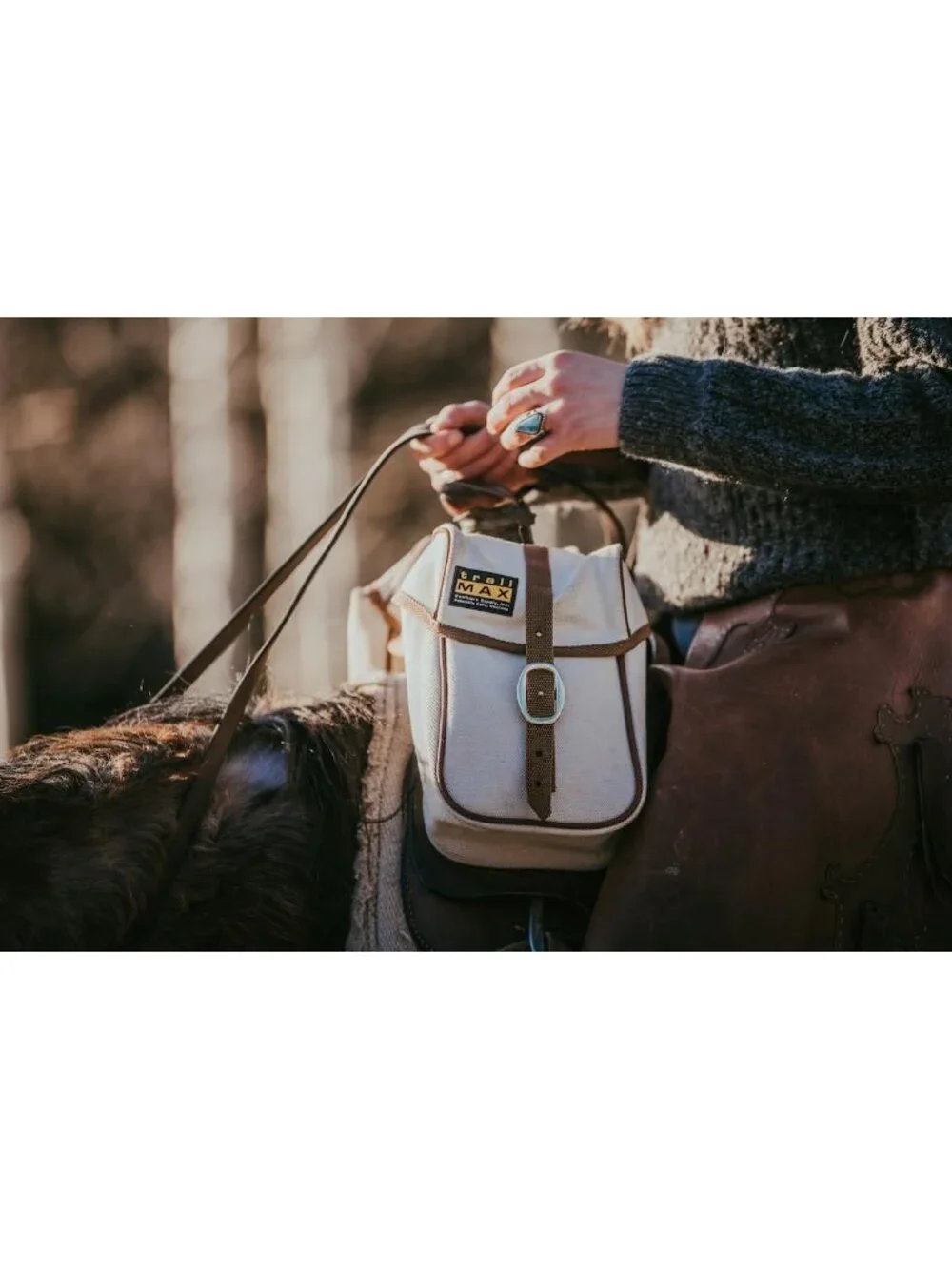 Classic Canvas Horn Bags for Western Saddles - Removable Liners & Brass Hardware